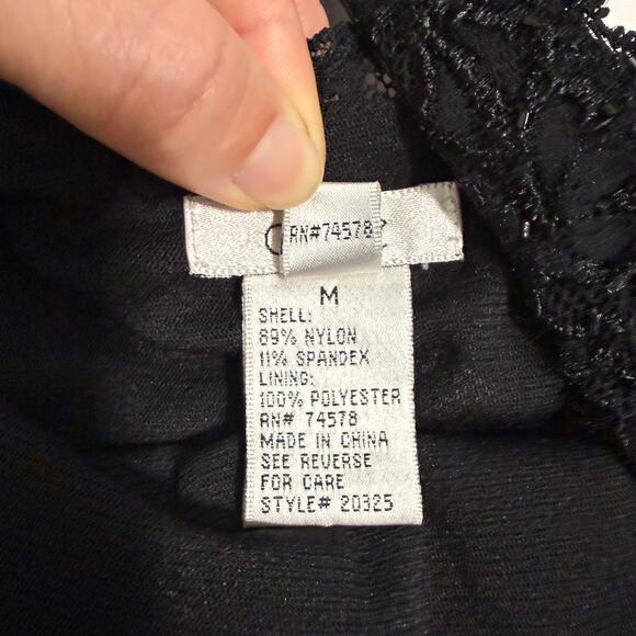 VTG Cache Y2K Babydoll Halter Top M Black Sheer Mesh Beaded Lace Whimsigoth Vamp - Picture 5 of 13